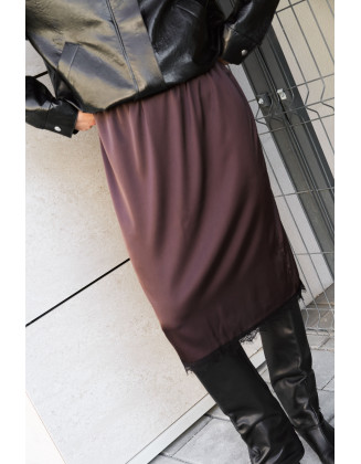 Юбка миди с кружевом шоколад