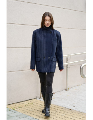 Пальто - жакет синее