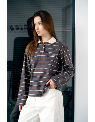 Лонг POLO в полоску шоколад