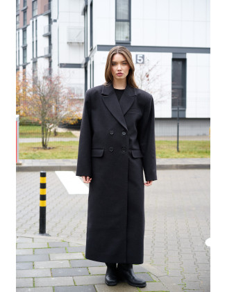 Пальто макси Simply black черное