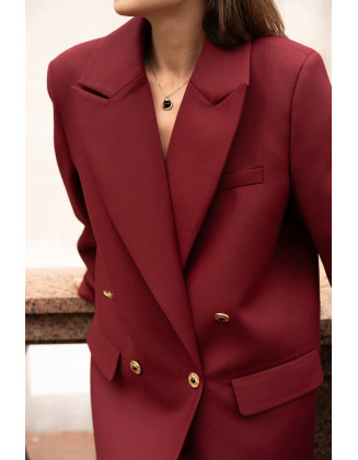 Жакет двубортный бордо