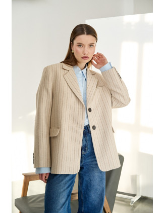 Жакет Base в полоску бежевый