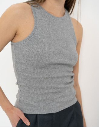 Топ в рубчик серый меланж