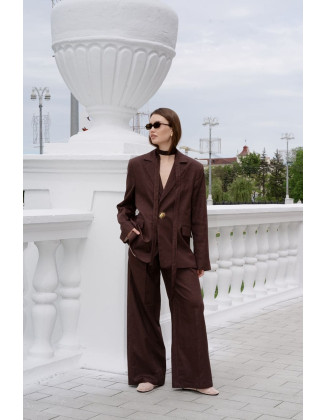 Брюки льняные шоколадные