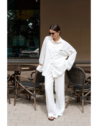 Брюки в полоску летние молочные