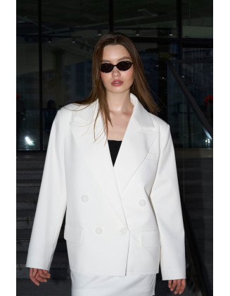 Жакет двубортный белый