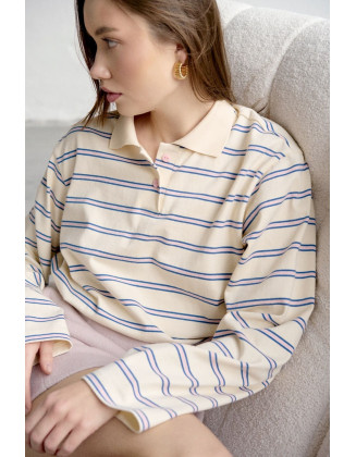 Лонг POLO в полоску сливочный