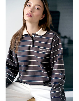 Лонг POLO в полоску шоколад