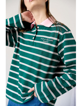 Лонг POLO в полоску зеленый