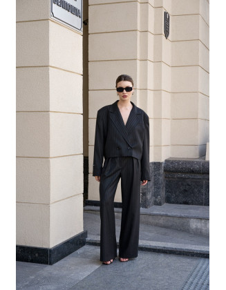 Брюки палаццо в полоску черные