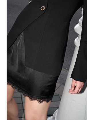 Юбка мини с кружевом черная