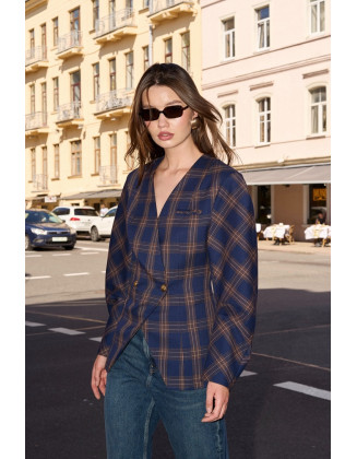 Жакет Oui Jacket синий в клетку