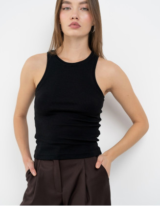 Топ в рубчик черный