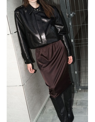 Юбка миди с кружевом шоколад