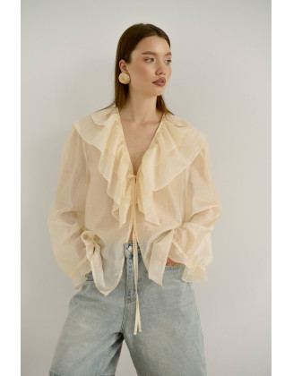 Блузка из тенсела сливочная