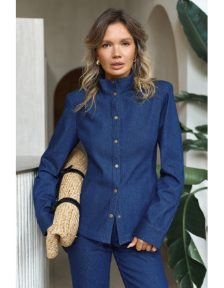 Рубашка Denim с подплечником синяя