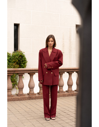 Жакет двубортный бордо