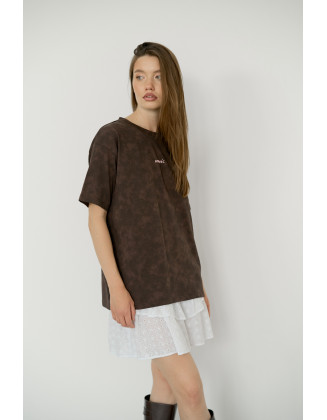 Футболка с резиновым лого шоколад