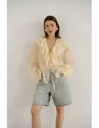 Блузка из тенсела сливочная