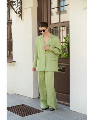 Брюки льняные фисташковые