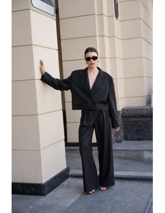 Брюки палаццо в полоску черные