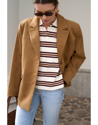 Жакет из экозамши camel