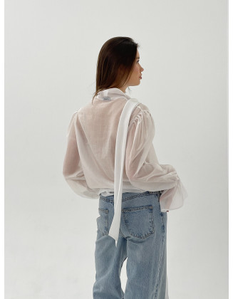 Блузка из тенсела молочная