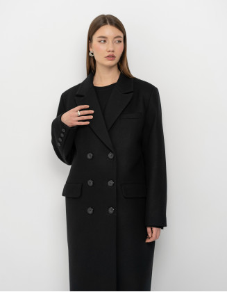 Пальто макси Simply black черное