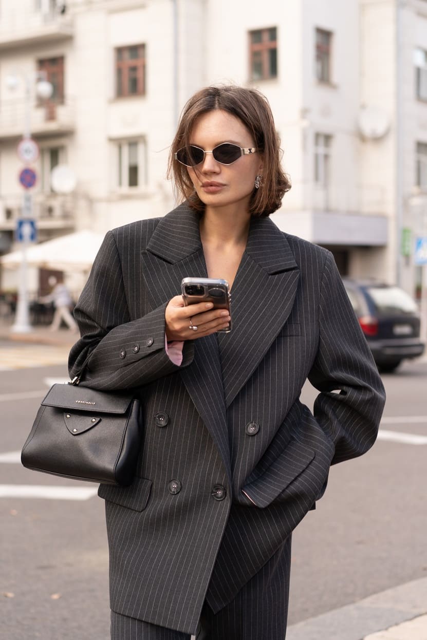 Жакет Grey Stripe двубортный серый