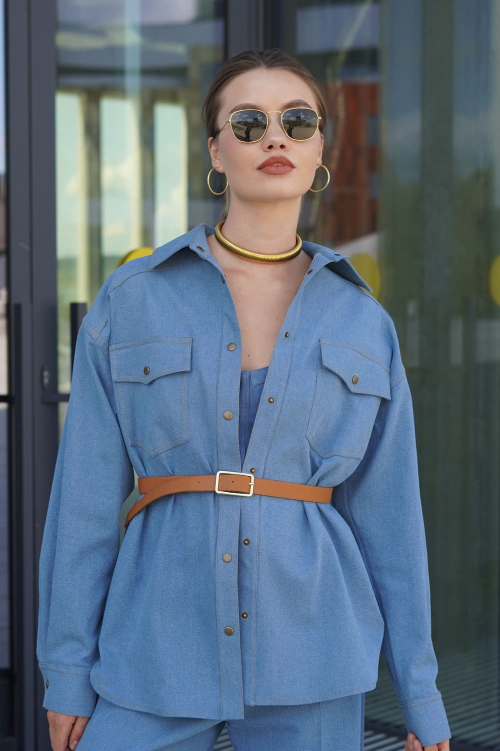 Рубашка Denim голубая