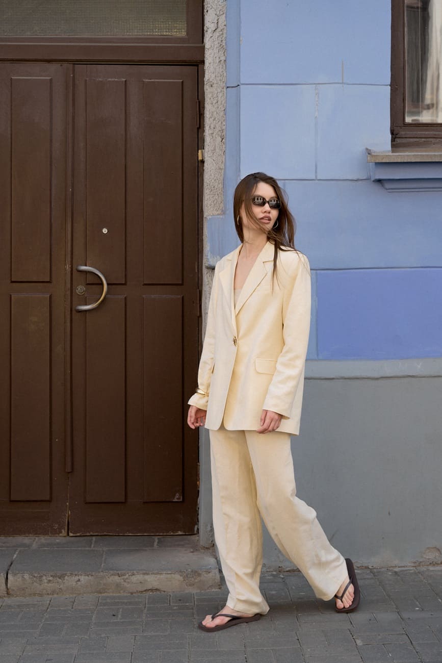 Брюки льняные Сливочные