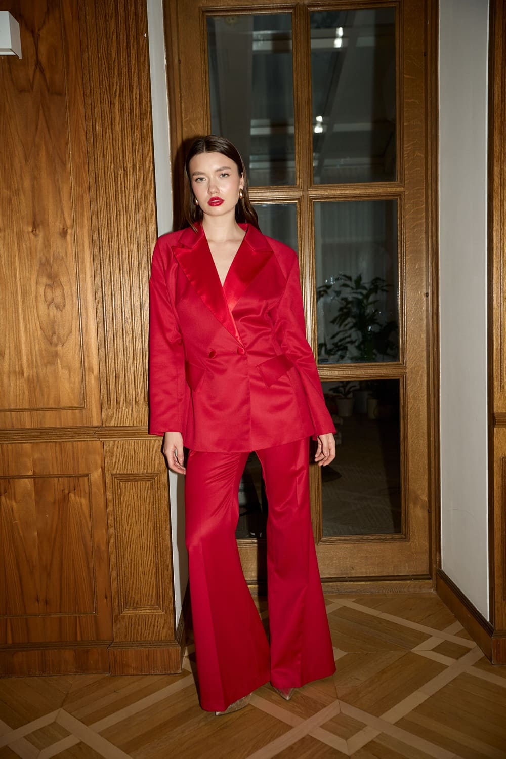 Брюки клеш красные