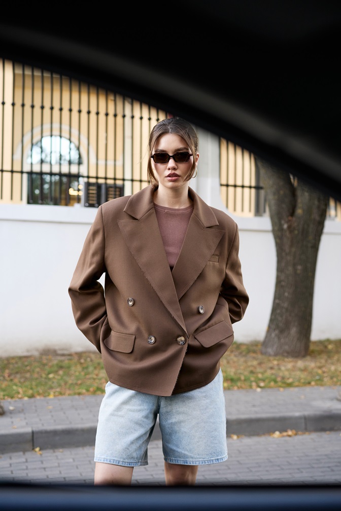 Жакет двубортный шоколад