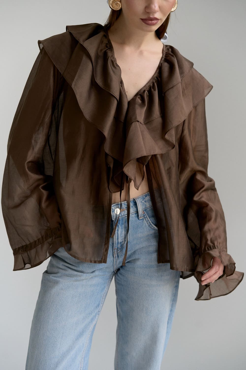 Блузка из тенсела шоколад