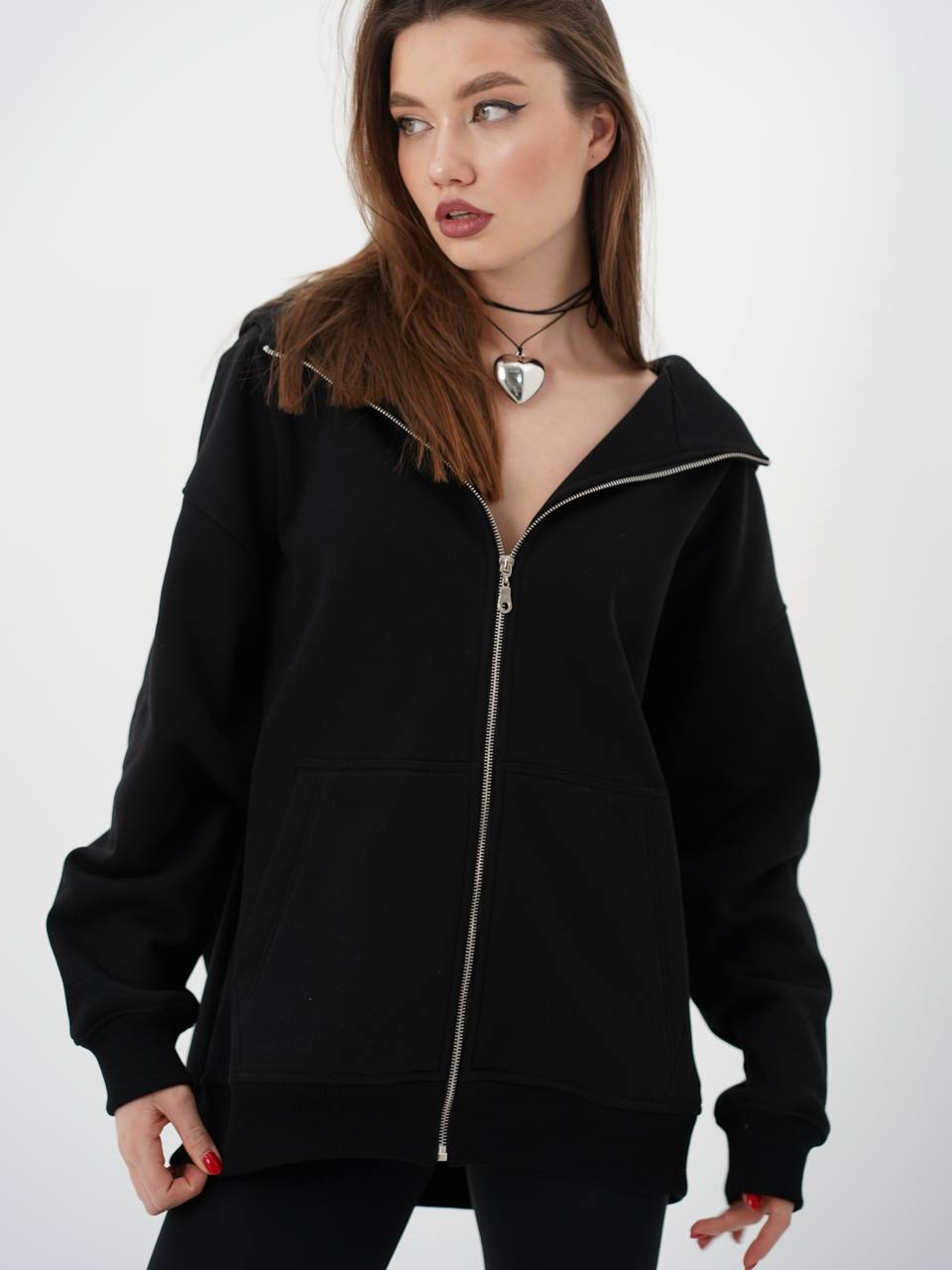 Худи ZIP черное