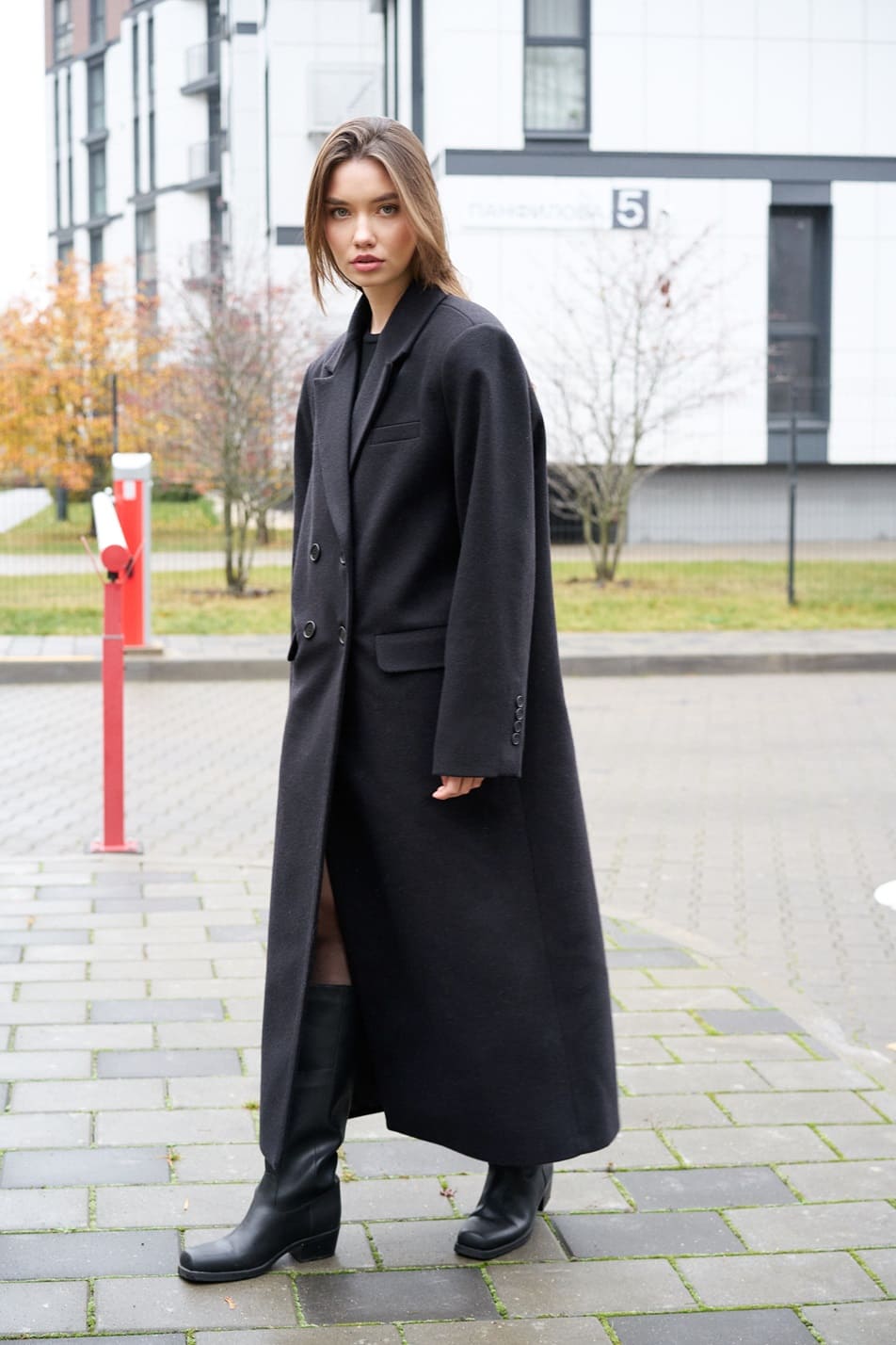 Пальто макси Simply black черное