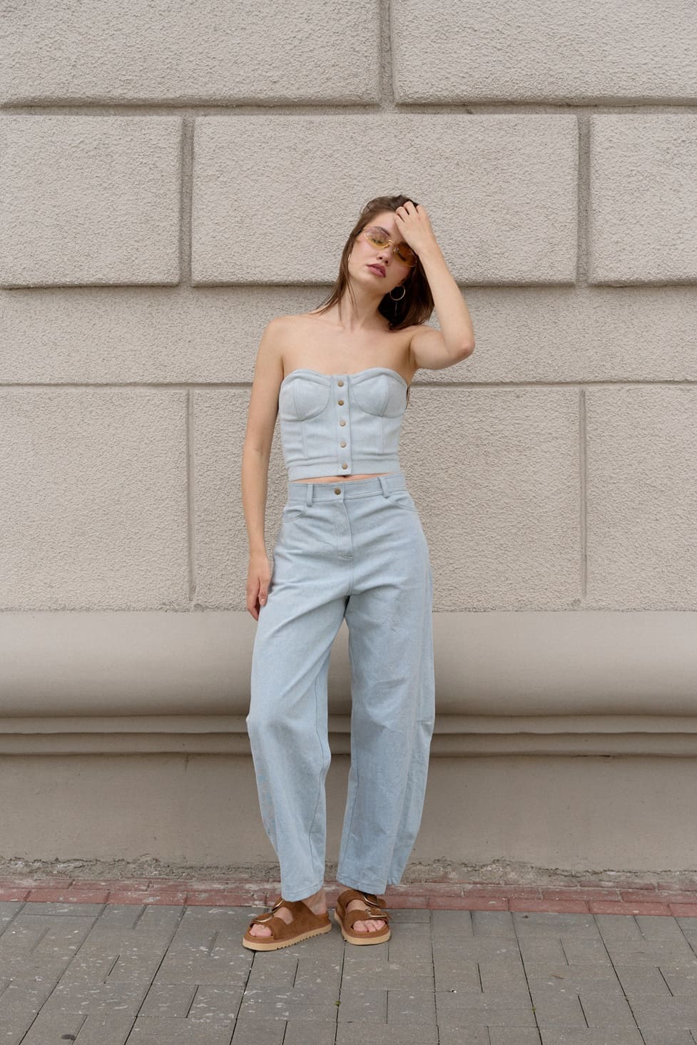 Брюки Denim бананы светло-голубые