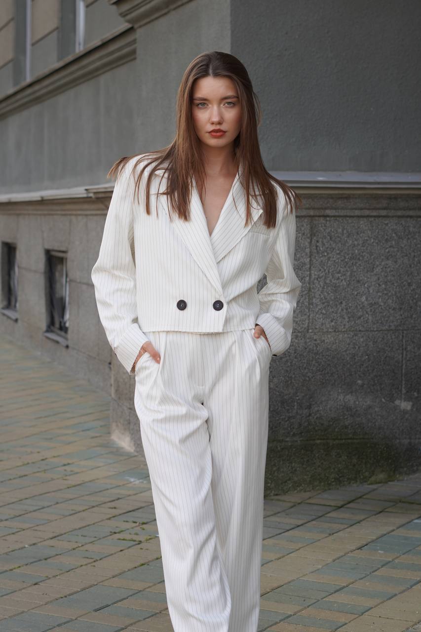 Кроп Жакет Milk Stripe Молочный